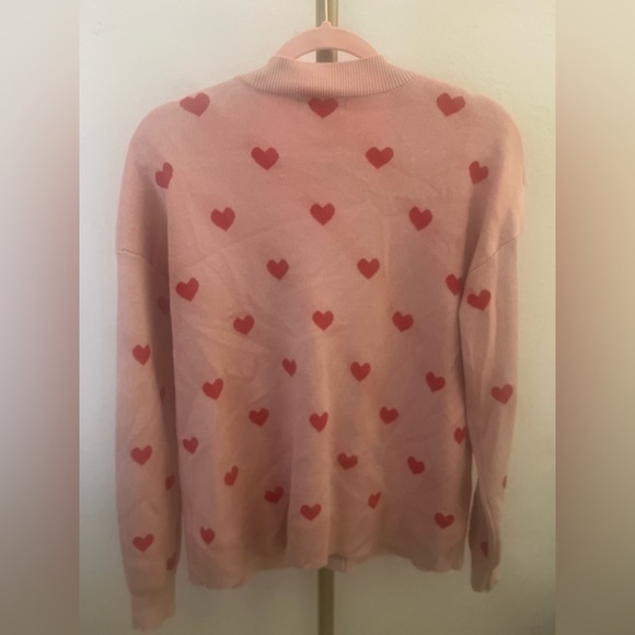 Marled Reunited Clothing Heart Print Cardigan Sweater - Picture 5 of 8